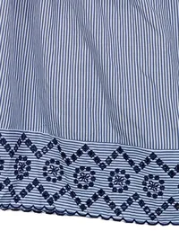 Cartoon Damen Bluse Gr. 38 Blau Weiß Gestreift Stickerei Schulterfrei 3