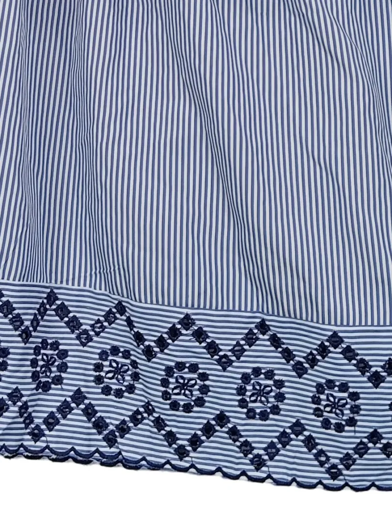 Cartoon Damen Bluse Gr. 38 Blau Weiß Gestreift Stickerei Schulterfrei 3