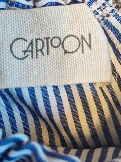 Cartoon Damen Bluse Gr. 38 Blau Weiß Gestreift Stickerei Schulterfrei 5