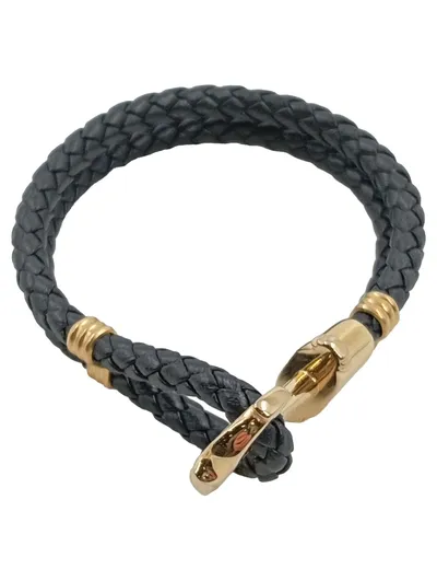 PAUL HEWITT PHREP Anker Armband Leder Grau Gold 20cm Maritim
