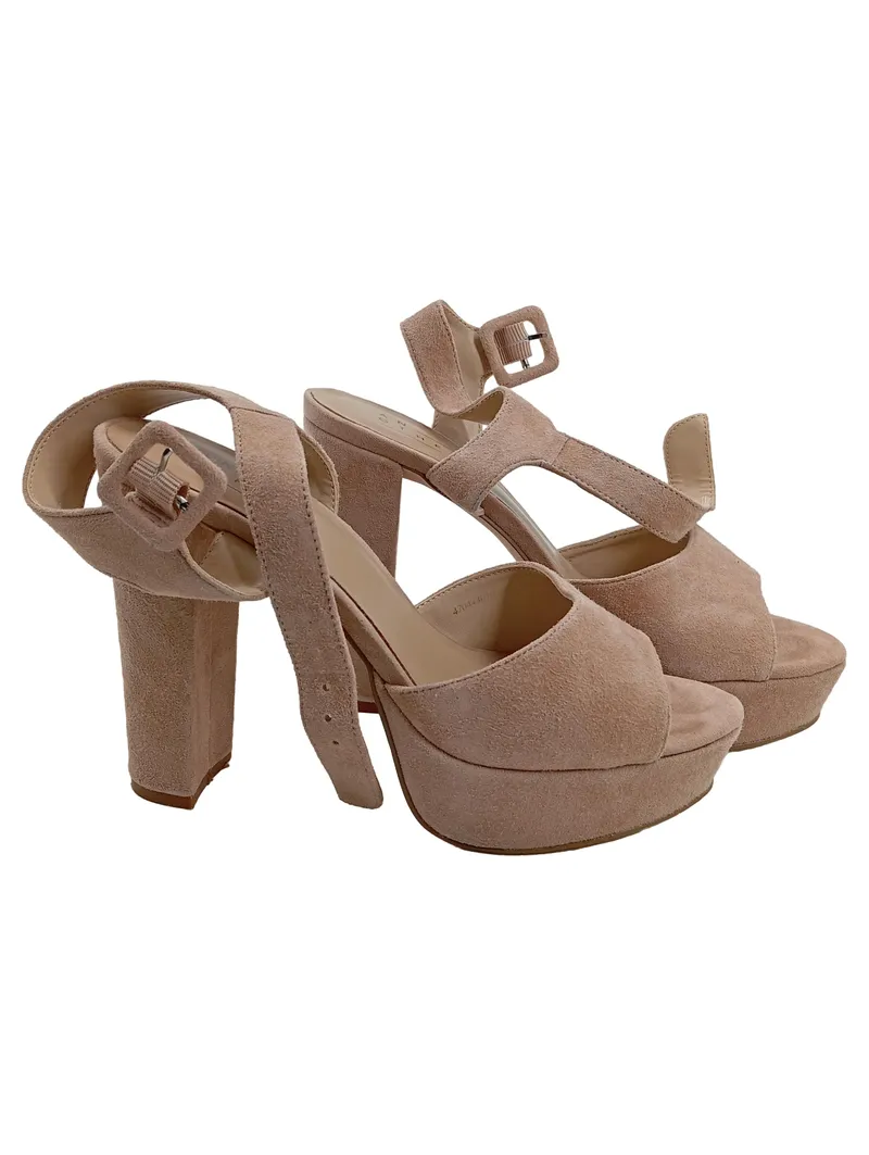 Another A Plateausandalen Damen Blockabsatz Wildleder Beige Gr. 38 1