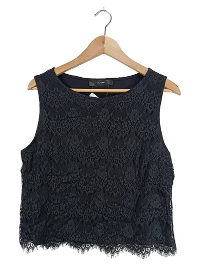 Hallhuber Damen Elegant Spitze Top Ärmellos Schwarz Gr. XL 42 Viskose Festlich
