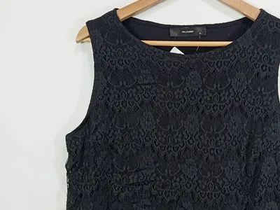 Hallhuber Damen Elegant Spitze Top Ärmellos Schwarz Gr. XL 42 Viskose Festlich