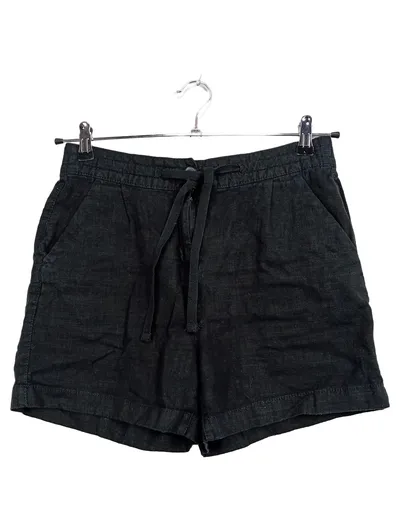 NEXT Damen Shorts Leinen Viskose Kordelzug Schwarz Gr. 36 S