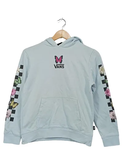 Vans Kinder Kapuzenpullover Logo Print Blau Gr. 140 Baumwolle Freizeit