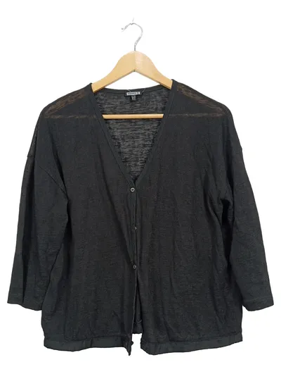 Kenny S. Damen Strickjacke Cardigan Gr. 38 M Grau Meliert V-Ausschnitt