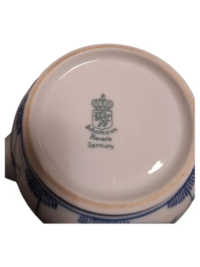 Schumann Bavaria Kaffeekanne Indisch Blau Strohblume Porzellan 16cm
