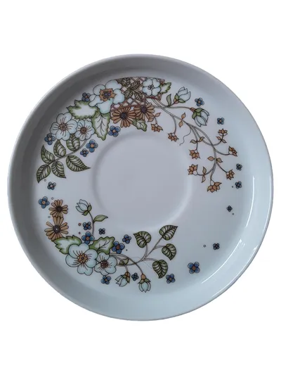 Thomas Porzellan Unterteller 14 cm Vintage Blumenmuster Weiß