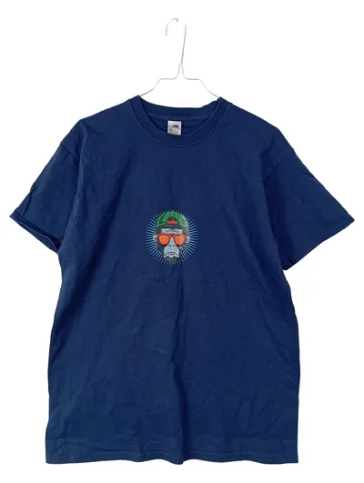 Fruit of the Loom T-Shirt Herren M Blau Affe Sonnenbrille Streetwear
