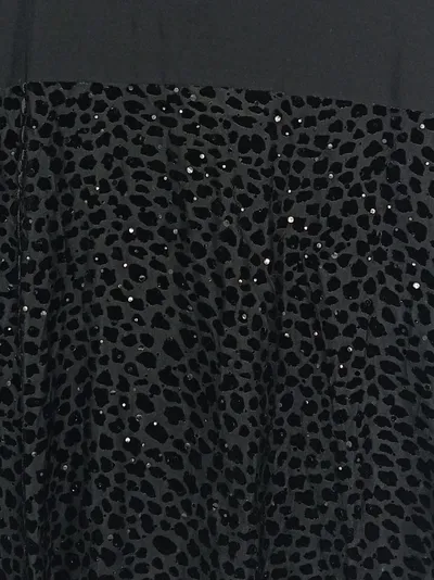 Bexleys Woman Damen Top Gr. 42/XL Schwarz Pailletten Elegant Party Tierdruck