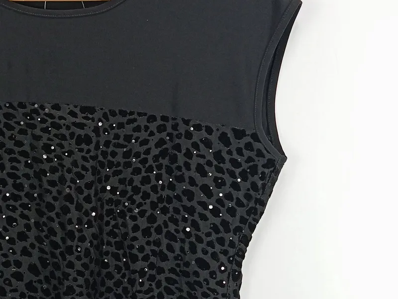 Bexleys Woman Damen Top Gr. 42/XL Schwarz Pailletten Elegant Party Tierdruck 3
