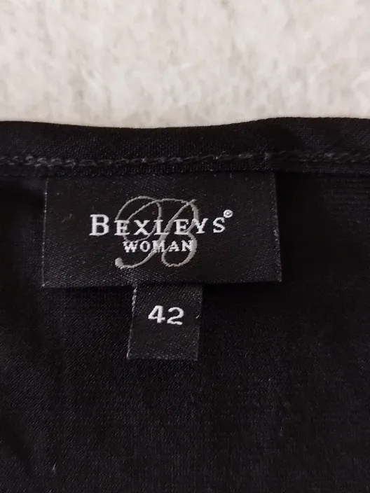 Bexleys Woman Damen Top Gr. 42/XL Schwarz Pailletten Elegant Party Tierdruck 4