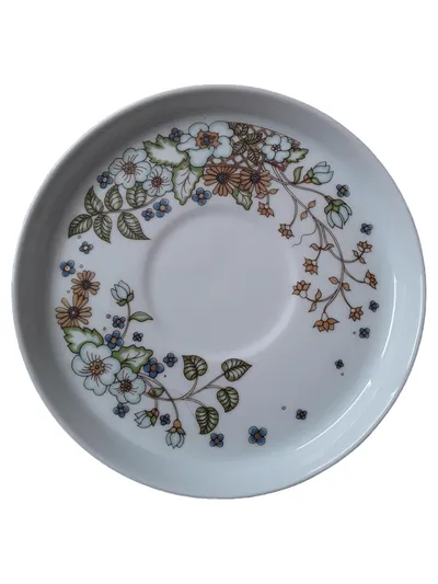 Thomas Porzellan Unterteller Vintage Blumenmuster Weiß 14cm