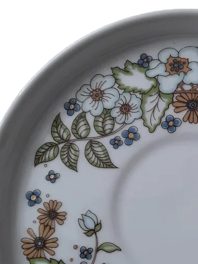 Thomas Porzellan Unterteller Vintage Blumenmuster Weiß 14cm
