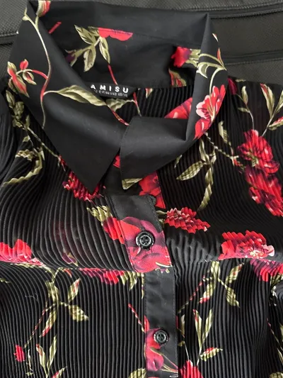 AMISU Damen Bluse Langarm Blumenmuster Romantisch Schwarz Gr. 42/XL