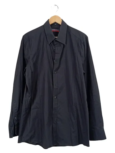 MARVELIS Herren Business Hemd Body Fit Langarm Schwarz Gr. 44