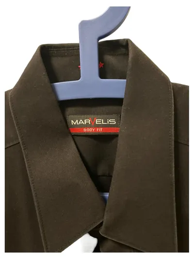 MARVELIS Herren Business Hemd Body Fit Langarm Schwarz Gr. 44