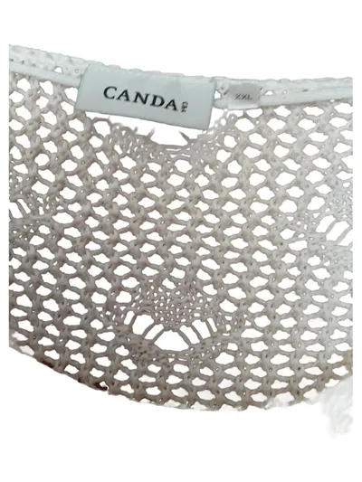 CANDA C&A Damen Strickpullover XXL Lochmuster Beige Häkel-Optik