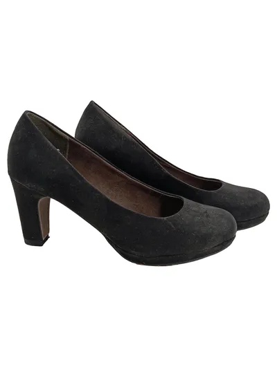 Tamaris Damen Pumps Blockabsatz Wildleder Schwarz Größe 38 Klassisch
