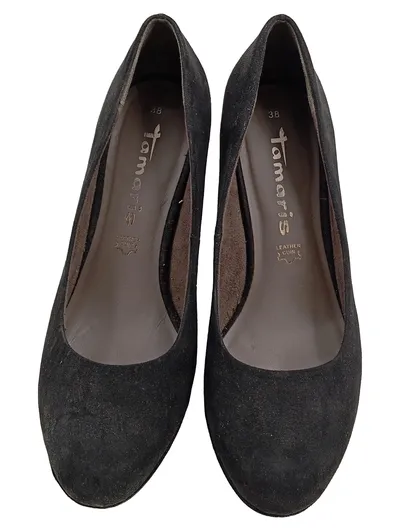 Tamaris Damen Pumps Blockabsatz Wildleder Schwarz Größe 38 Klassisch