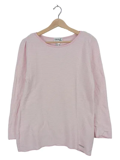 Collection L Damen Pullover Rosa Gestreift Langarm Gr. 40/L Basic Baumwolle