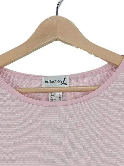 Collection L Damen Pullover Rosa Gestreift Langarm Gr. 40/L Basic Baumwolle