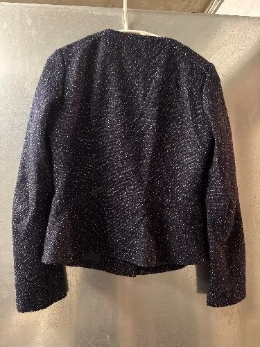 HUGO BOSS Damen Jacke Gr. 38 Blau Tweed Biker Stil Wolle 2