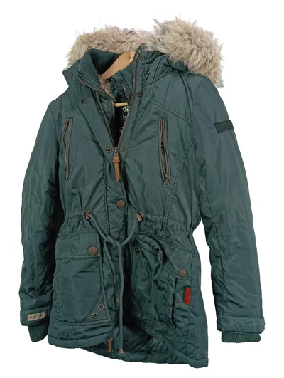 Marikoo Damen Parka Outdoor Freizeit 78cm Petrol S/36 Fellkapuze
