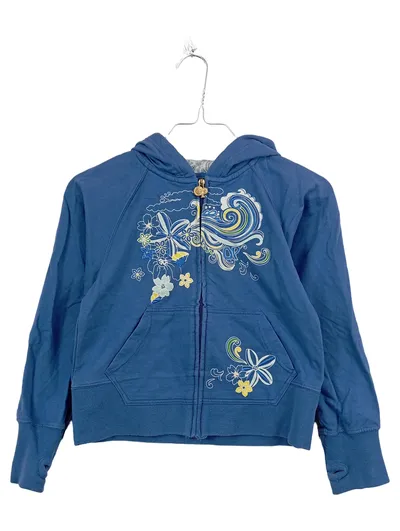 Ocean Pacific Mädchen Sweatjacke Gr. 140 Blau Floral Kapuze Baumwolle