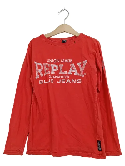 Replay Langarmshirt Kinder Gr. 134/140 Rot Union Made Blue Jeans