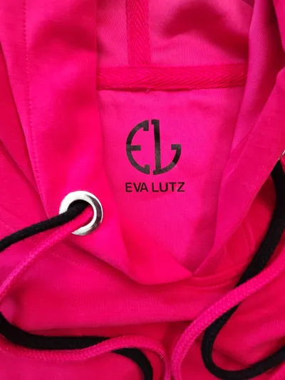 EVA LUTZ Kapuzenpullover Damen Hoodie Pink Gr. 40 L Logo Print Modal Freizeit
