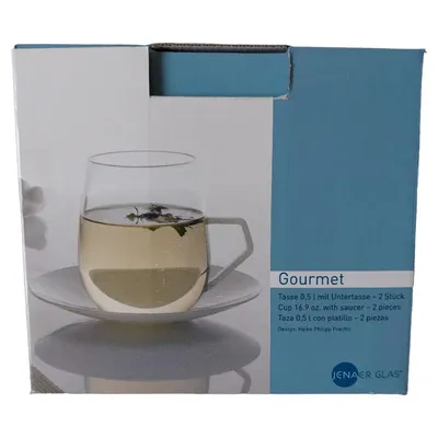 Jenaer Glas Gourmet Tasse Untertasse 4tlg Glas Transparent 11cm Alltag Modern
