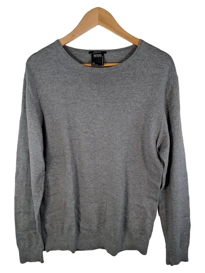 Smog Herren Pullover Grau Meliert Rundhals Baumwolle Basic Gr. S