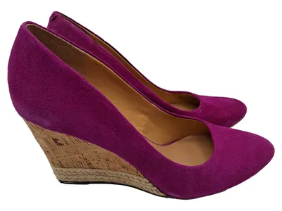 Franco Sarto Damen Pumps Keilabsatz Pink Wildleder Gr. 37 Kork Espadrille