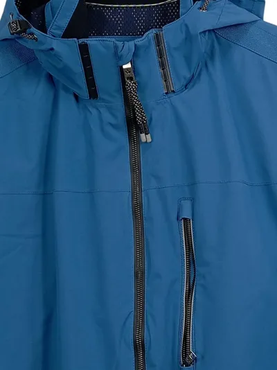 Walbusch Herren Outdoorjacke Blau Gr. 56 3XL Kapuze Reißverschluss Polyester