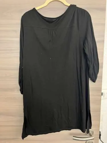 LASCANA Damen Tunika Top Gr. S schwarz Häkelbesatz 3/4-Arm