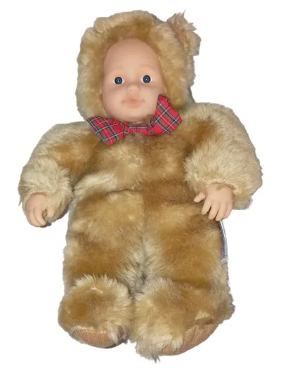 Anne Geddes Künstlerpuppe Baby Bär Teddy Kostüm Schleife Braun 22cm