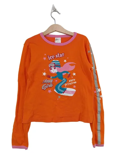 Alive Mädchen Langarmshirt Ice Star Snow Princess Gr. 140 Orange Baumwolle