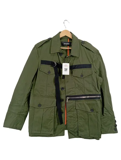 Dsquared2 Herren Arbeitsjacke Baumwolle Field Jacket Oliv Gr. 48 M