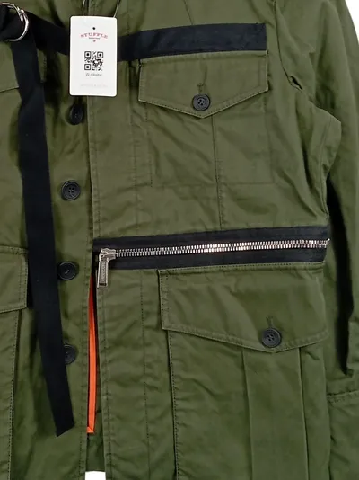 Dsquared2 Herren Arbeitsjacke Baumwolle Field Jacket Oliv Gr. 48 M