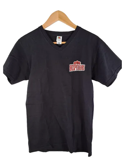 Fruit of the Loom Fanshirt Herren Logo T-Shirt V-Ausschnitt Schwarz M