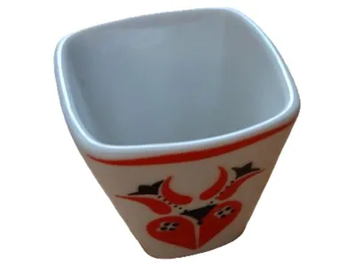 Hollóháza Hungary Porzellan Dipschale Herz Muster Rot Weiß Vintage