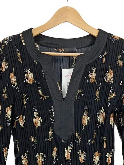 Maje Tunikakleid Gr. 38/M Schwarz Blumenmuster Bohemian Midikleid Herbst