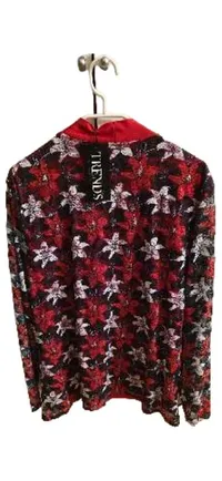 TRENDS by Jutta Leibfried Twin Set Cardigan Top Blumen Gr. 48/50 Rot 3