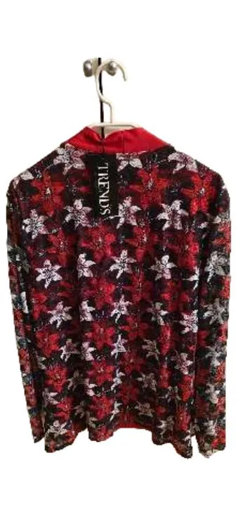 TRENDS by Jutta Leibfried Twin Set Cardigan Top Blumen Gr. 48/50 Rot 3