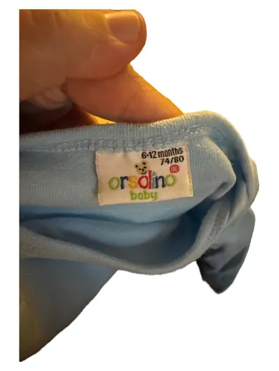 ORSOLINO Baby Body Langarm Gr. 74/80 Blau Uni Baumwolle Jungen