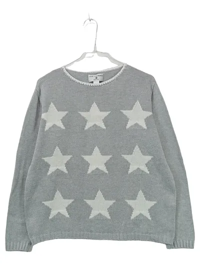 Rick Cardona Damen Pullover Strick Sterne Grau Gr. 38 M Baumwolle