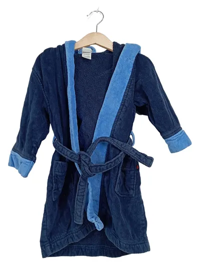 Sanetta Kinder Bademantel Gr. 98 Blau Frottee Kapuze Delfin