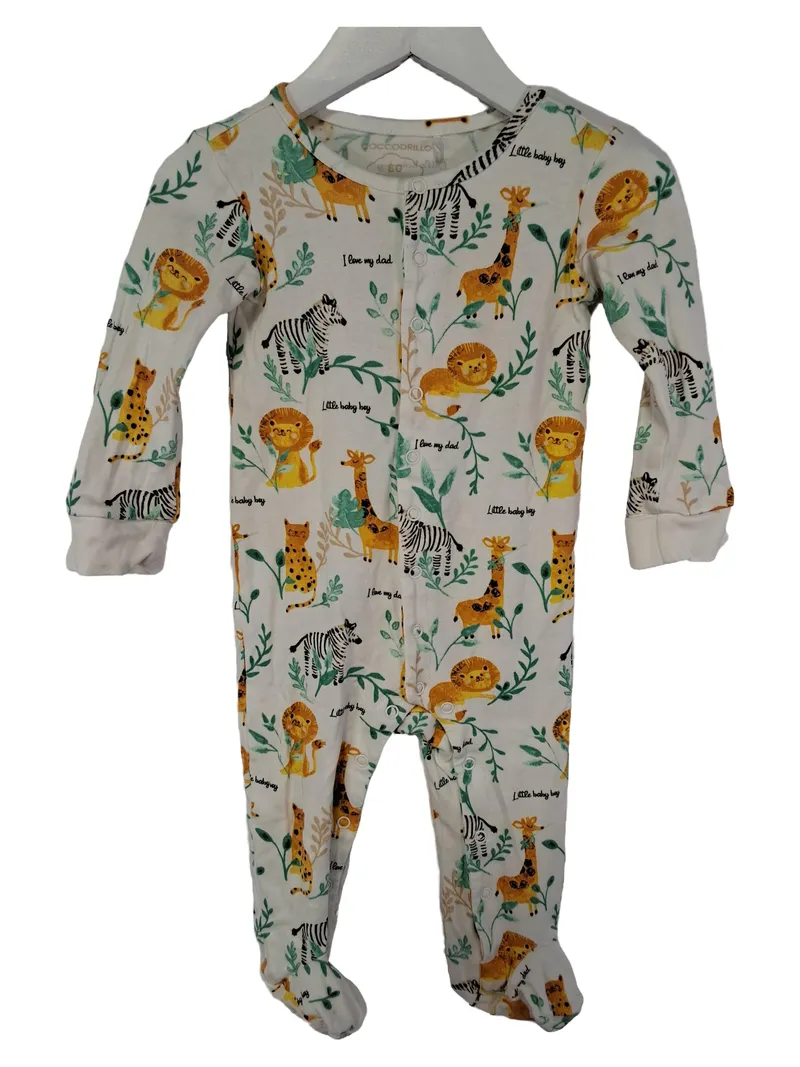 Coccodrillo Baby Jungen Schlafanzug Strampler Gr. 80 Weiß Tiermotive 1