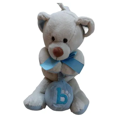 Bambia Baby Spieluhr Teddybär Plüschtier Beige Blau mit Schleife